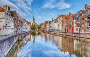 Wallpaper The Sky Street Belgium Water Channel Bruges Image