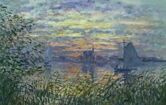 Wallpaper Landscape Boat Picture Sail Claude Monet Sunset On