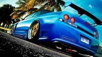 Blue Cars Wallpaper Tuning Nissan Skyline R33