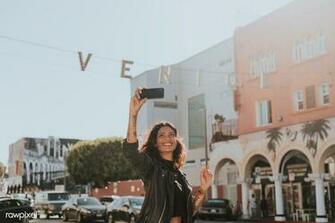 Cheerful Woman Taking A Selfie Image By Rawpixel