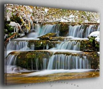 Fall At A Pristine Waterfall In Late Autumn Waterton Lakes National