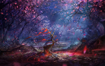 Wallpaper Forest Cherry Stones Blood Sakura