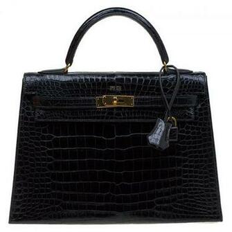 Buy Hermes Black Crocodile Vintage Gold Hardware Kelly Sellier