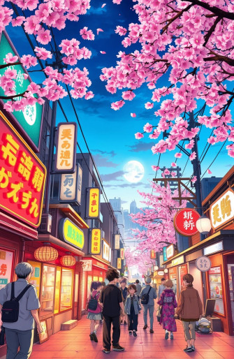 Japanese Anime Street 1080p Wallpaper