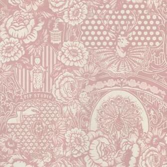 Red Flock Floral Toile Eijffinger Wallpaper