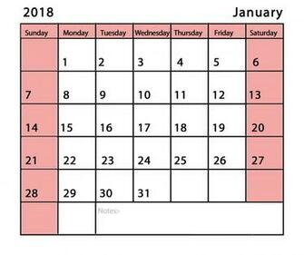 January Calendar Printable Pdf Template