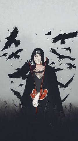 Itachi Uchiha Grey Crows 4k Vertical Wallpaper Mangekyou