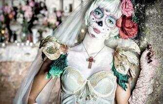 Wallpaper Dia De Los Muertos Day Of The Dead Girl Face Coloring