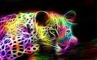 Fractal Rainbow Colored Jaguar Jpg