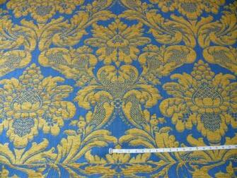 Lee Jofa Middlecrest Chenille Grand Damask Royal Blue Gold