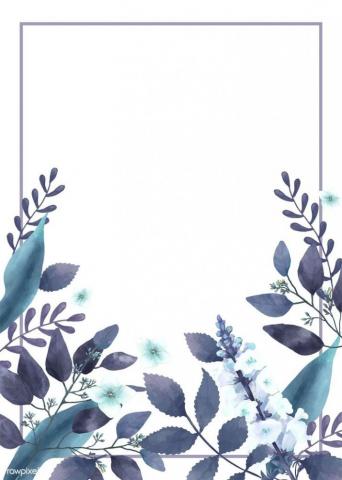 Blue Themed Greetings Card With Miniature Leaves Image By