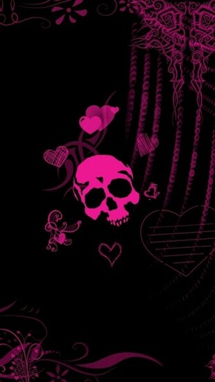 Pink Skull Love Heart Wallpaper iPhone