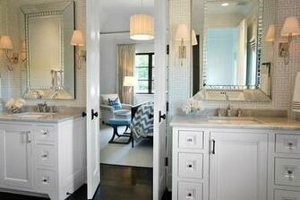 Jonathan Adler Greek Key Wallpaper Transitional Bathroom Tri