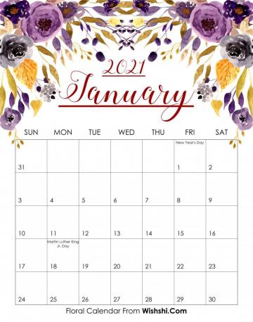 Floral January Calendar Printable Calendars
