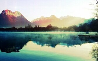 Misty Mountain Lake Wallpaper Nature