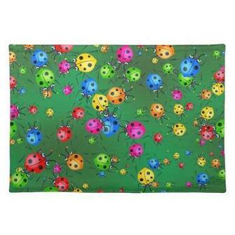 Cute Cartoon Multi Coloured Ladybug Wallpaper Placemats