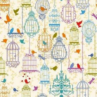 Vintage Birdcage Wallpaper