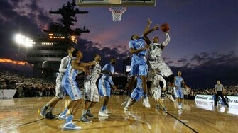College Basketball Game On An Aircraft Carrier HD Wallpaper