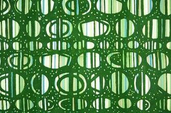 S Vintage Flocked Wallpaper Green Unusual Geometric