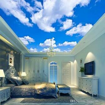Compre Blue Sky White Cloud Wallpaper Mural Sala De Estar