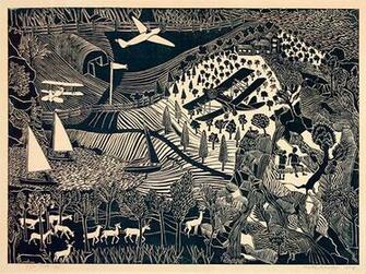 Marthe Armitage Tiger Moth Linocut