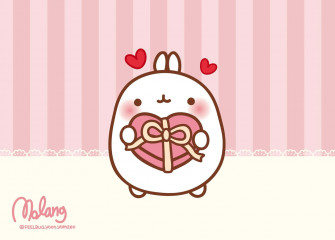 A Cute Kawaii Bunny Holding Heart Wallpaper
