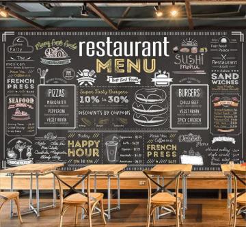 Bacaz Vintage Menu Bill Wallpaper Mural For Coffee Cafe Restaurant