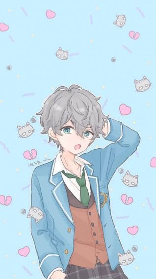 Aesthetic Anime Boy Cats Hearts Wallpaper