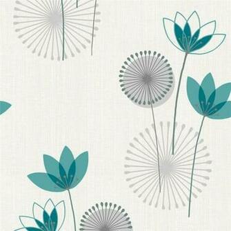 Teal White Akina Floral K2 Holden Decor Wallpaper