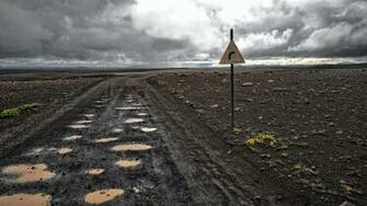 Apocalyptic Mud Landscape Traffic Signs Wallpaper