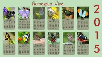 Butterflies Desktop Wallpaper With Calendar Homespun Vine