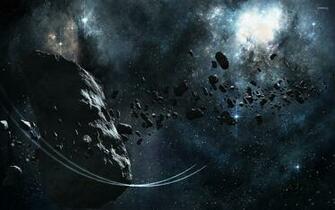 Large Asteroid Surrounded By Smaller Ones Wallpaper