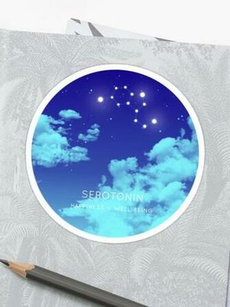 Serotonin Molecule Star Constellation Text No Background