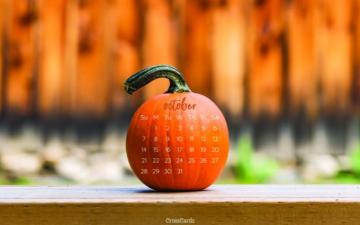 October Pumpkin Desktop Calendar Wallpaper