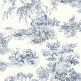 Toile De Jouy Provencale Countryside Ideco Wallpaper