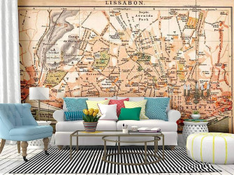 Amazon Self Adhesive Wallpaper Roll Paper Map Of Lisbon