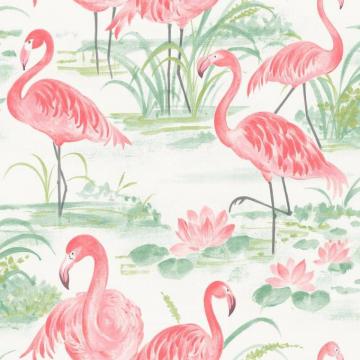 Nuwallpaper Pink Flamingo Beach Peel And Stick Wallpaper