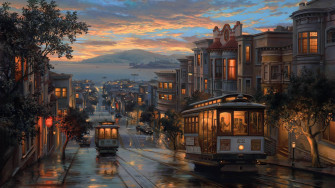 Rainy Night Artistic Painting HD Artist 4k Wallpaper Image