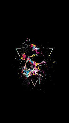 Skull Multi Color Sketch Art Wallpaper