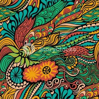 Vector Seamless Texture With Abstract Flowers Endless Background