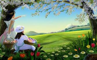 Girls With Easter Baskets Wallpaper