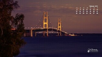 February Calendar Desktop Wallpaper Mackinac Bridge Picture