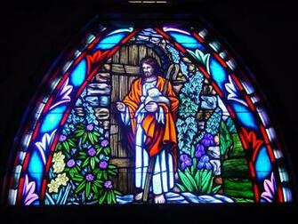 Standing To The Door Stained Glass Wallpaper