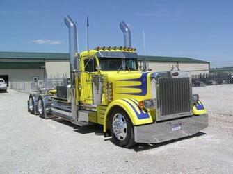 Peterbilt Trucks Yellow Semi Tractor Truck Wallpaper Background