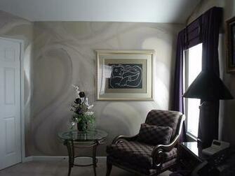 Hand Painted Platinum Wall Pattern With Mica Chips Eclectic Bedroom