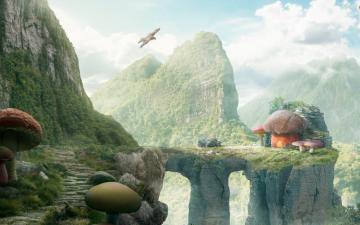 Mushroom House Wallpaper HD