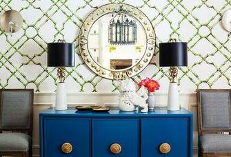 Bamboo Trellis Wallpaper Contemporary Dining Room One Kings Lane