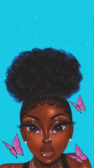 A Happy Black Girl Cartoon Enjoying The Sunshine