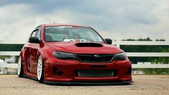 Wallpaper Subaru Impreza Wrx Sti Tuning Jdm Japan Low Red