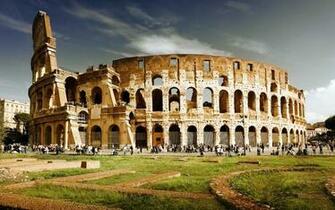 Met Het Colosseum In De Stad Rome Itali HD Gebouw Wallpaper Foto